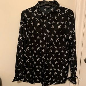 Brave Soul button down with bird pattern